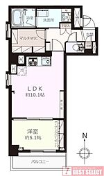 オリエンタル南麻布 1LDKの間取図画像