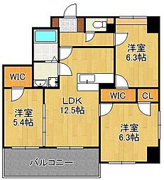 F・STAGE折尾 3LDKの間取図画像