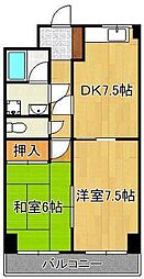 フォーレスト本城 2DKの間取図画像