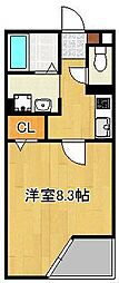 ロイヤルコートM 1Kの間取図画像