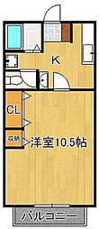 コーポ林 1Kの間取図画像