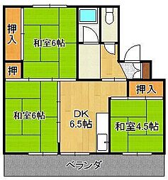 オアシス芦屋1 3DKの間取図画像