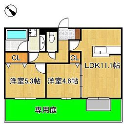 アークパルシモン 2LDKの間取図画像
