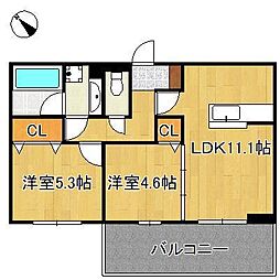 アークパルシモン 2LDKの間取図画像