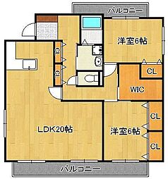 ロイヤルキャッツ本城 3LDKの間取図画像