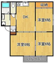 eタウン本城B 3DKの間取図画像