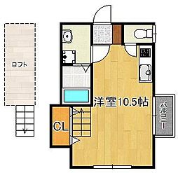 グッドライフ折尾 ワンルームの間取図画像