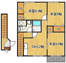 ヴィクトワール高須2 3DKの間取図画像