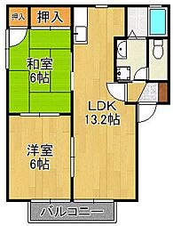 ヴェルドミールB 2LDKの間取図画像