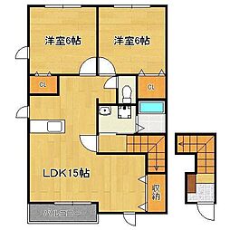 クレストコート2 2LDKの間取図画像