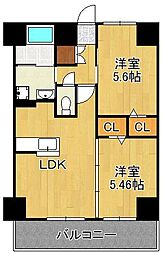 エミネント水巻駅前 2LDKの間取図画像