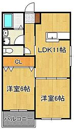 キミヱ学研都市レジデンス 2LDKの間取図画像