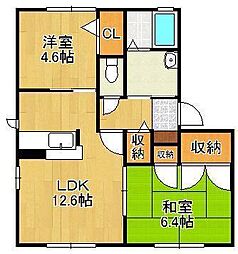 ファミーユ樹B 2LDKの間取図画像