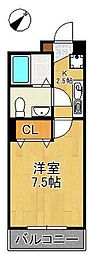 ヴィラアカデミア 1Kの間取図画像