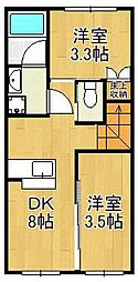 仮称)折尾3丁目アパート 2DKの間取図画像