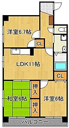 エクセル青葉台 3LDKの間取図画像