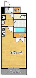 オークランドアサート折尾 ワンルームの間取図画像