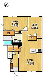 北九州市八幡西区本城東3丁目アパート 2LDKの間取図画像