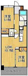 コンダクトRESIDENCEJINYAMA 2LDKの間取図画像