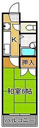 プレスト桃園公園 1Kの間取図画像