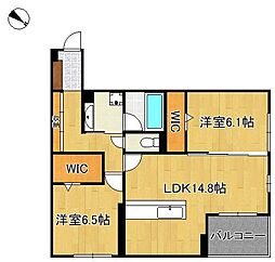 プラシード 2LDKの間取図画像