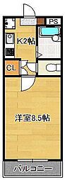 コンドミニアム青山 1Kの間取図画像