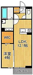 D-ROOM和田町 1LDKの間取図画像