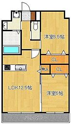 ギャラン穴生 2LDKの間取図画像