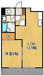 シャトレ岸ノ浦 1LDKの間取図画像