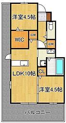 サンヒルズ黒崎駅 2LDKの間取図画像