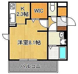 ヴィアンジュ黒崎 ワンルームの間取図画像