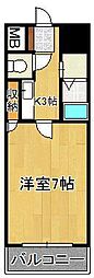 サンピア紅梅 1Kの間取図画像