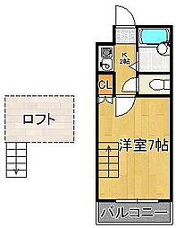 レオパレス熊西 1Kの間取図画像