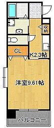 セレスタイト黒崎 1Kの間取図画像