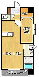 ギャラン陣原 1LDKの間取図画像