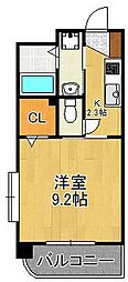 エヴァーグリーンM 1Kの間取図画像