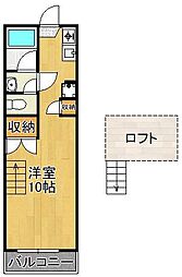 ベルハウス穴生 1Kの間取図画像