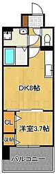 アムールガーデン陣原 1DKの間取図画像