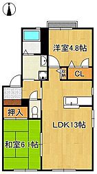 パークハイツ山寺 2LDKの間取図画像