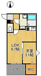 ジーメゾン八幡西ヴェルデ 1LDKの間取図画像