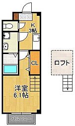 エスポワール鳴水 1Kの間取図画像