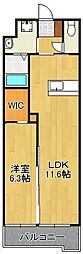 ウイングス里中 1LDKの間取図画像