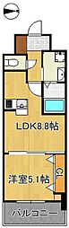 シュライン恵比寿タワーレジデンス 1LDKの間取図画像