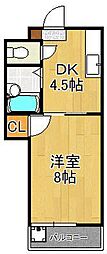 シャトレ穴生 1DKの間取図画像