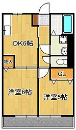 ソレイユ永犬丸2 2DKの間取図画像