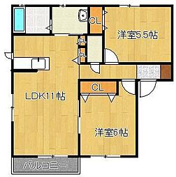 ユタカの里B 2LDKの間取図画像