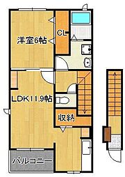 サンブルック貴船2 1LDKの間取図画像
