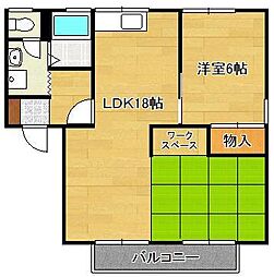 セジュールWADA 1LDKの間取図画像