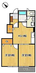 シャローム 2Kの間取図画像