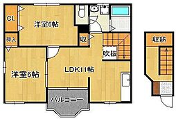 カーサ・サンストーンA 2LDKの間取図画像